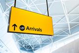 Arrivals sign at UK airport